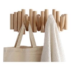 Picket 15" Natural Wood 5 Hook Rail