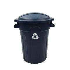 Blue Garbage Can with Hot Stamp