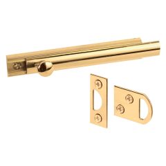 4" Solid Brass Surface Bolt - Polished Brass