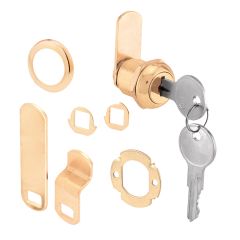 Cam Lock, 3 Cam, 5/8", Brass Plated Diecast