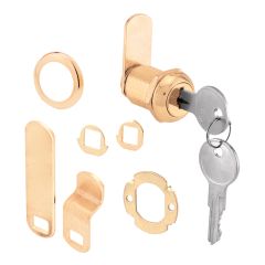 Cam Lock, 3 Cam, 7/8", Brass Plated Diecast