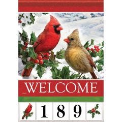 Cardinal and Holly Address Flag
