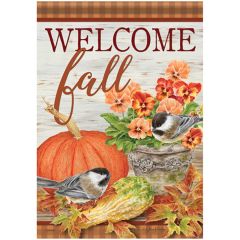 Pumpkin and Pansies Garden Flag