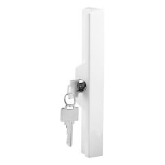 Sliding Door Outside Pull, W/Key, White Diecast