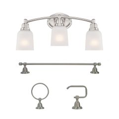 Luna 3 Light Vanity with Accessories Brushed Nickel