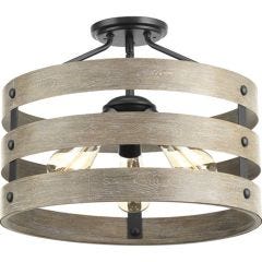 Gulliver: 3 light Semi-Flush, Driftwood Look, Weathered Zinc