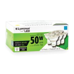 LED 7W GU10 3000K-6/Pack