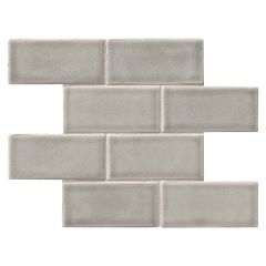 Dove Gray Handcrafted Glazed Ceramic Wall Tile 3" x 6"