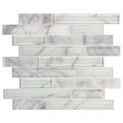 Blocki Blanco Interlocking Glass Stone Mosaic Tile