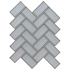 Ice Bevel Herringbone Glass Mosaic Tile