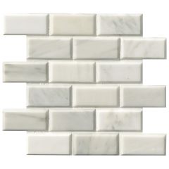 Greecian White Polished Beveled Marble Mosaic Tile 2" x 4"