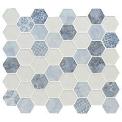 Vista Azul Hexagon Glass Mosaic Tile