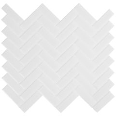 Retro Herringbone Bianco Porcelain Mosaic Tile