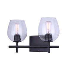 Cain 2 Light Matte Black Vanity Light