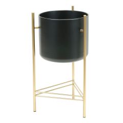 Modern Planter Gold Stand Black Pot