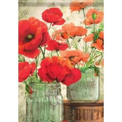 Mason Jar Poppies Garden Flag