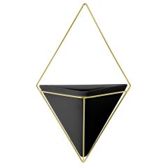 Trigg Large Black And Brass Wall Vessel