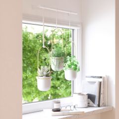 Triflora White And Brass Hanging Planter