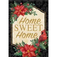Home Sweet Home Poinsettia Cardinal Garden Flag