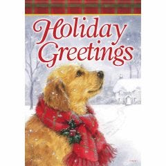 Friendly Holiday Greetings Dog Garden Flag