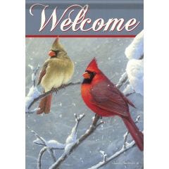 Winter Cardinals Welcome Garden Flag