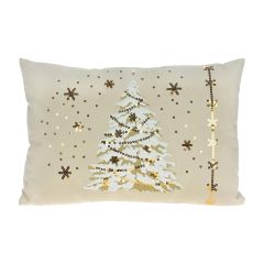 20" x 13" Gold Christmas Tree Ivory Cushion