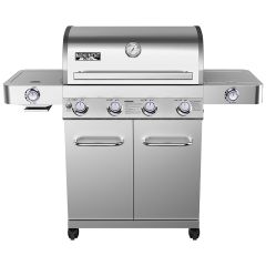 Stainless Steel 4-Burner Propane Grill With Sear And Side Bu