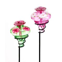 Hummingbird Feeder Stake with Flower Design