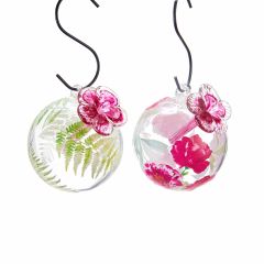Hummingbird Feeder with Fern Leaves and Flower Design