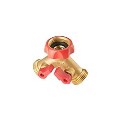 Brass 2-Way Hose Y Connector Shut Off