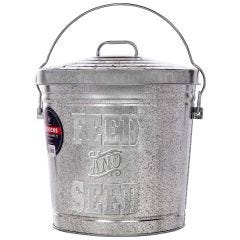 37L Embossed Galvanized Steel Trash Can With Locking Lid