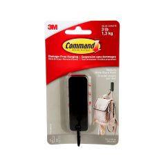 Medium Matte Black Hook, 1 Hook, 2 Strip