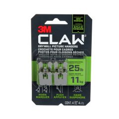 CLAW Drywall Picture Hanger 25 lb 4 hangers, 4 markers