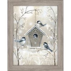 12 x 16" Print - Birdhouse And Chickadees