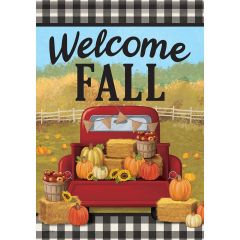 Fall Red Truck Large Flag