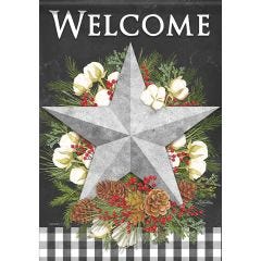 Farmhouse Christmas Garden Glitter Flag
