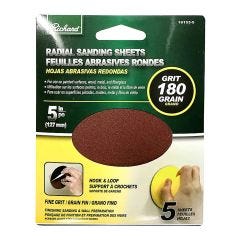 5" Round 180 Grit Sanding Sheet-5/Pack