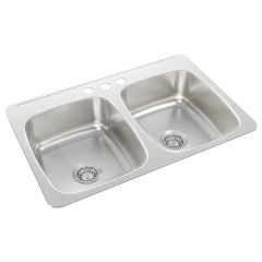 2-Bowl Stainless Steel Kitchen Sink- 32" x 21" x 7"