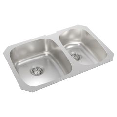 1.5-Bowl Brushed Satin U Kitchen Sink- 27" x 18" x 7-1/8"