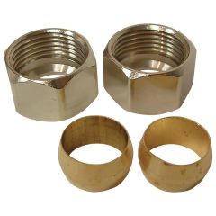 3/8" No-Lead Chrome Plated Brass Compression Nut With Sleeve
