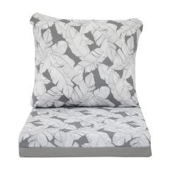Reversible Floral Deep Seat Cushion-Gray
