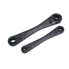 2 Piece X6 4-In-1 Spline Ratcheting Metric Wrench Set