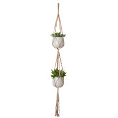 Macrame Pot Holder Double Square Knot Natural 120cm