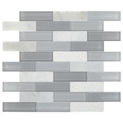 1.25" x 4" Stormy Mist Simply Stick Brick Joint Mosaic 11.64