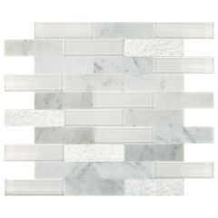 1.25" x 4" White Carrara Simply Stick Brick Joint Mosaic 11.