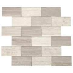 2" x 4" Chenille White Simply Stick Bevel Mosaic 11.64 Sq-Ft