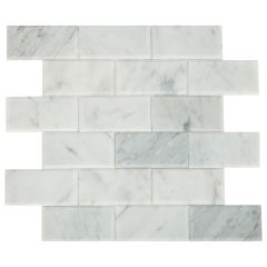 2" x 4" Marble White Carrara Simply Stick Bevel Mosaic 11.64