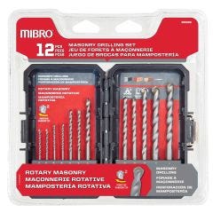 12 Piece Rotary Masonry Drill Bit Set, 1/8" - 1/2"