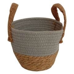 10" Basket Planter With Grey Rope