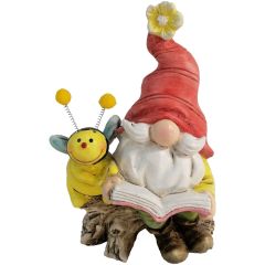 Gnome With Bee Solar Statue